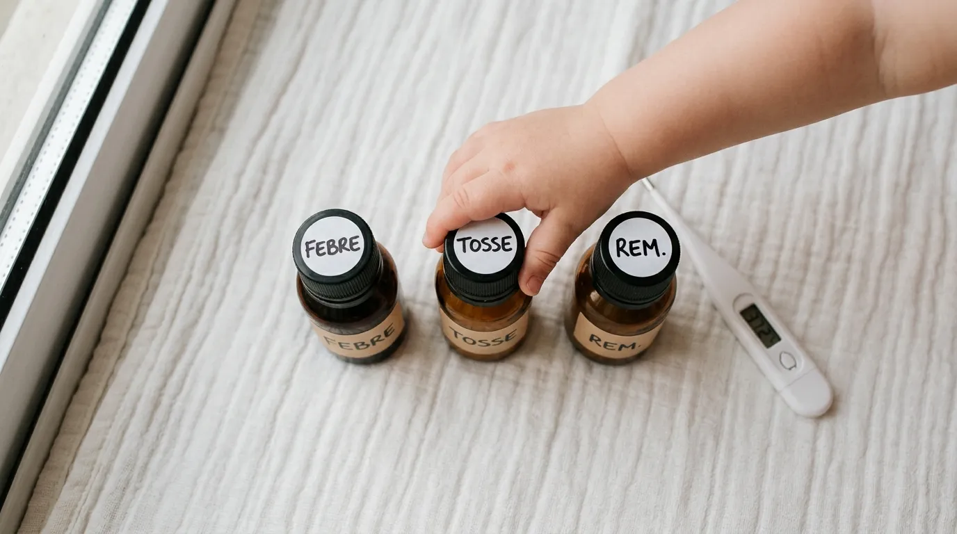 Três frascos de remédio infantil ao lado de um termômetro digital mostrando febre, representando a dúvida sobre dipirona, ibuprofeno e paracetamol para crianças
